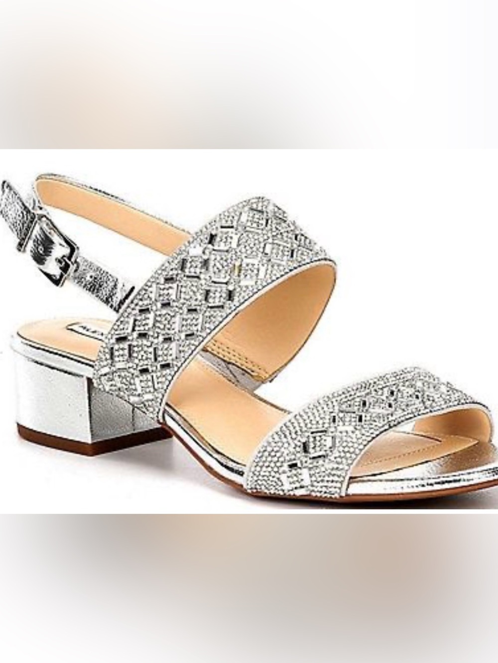Alex Marie Silver Studded Block Heel Sandals